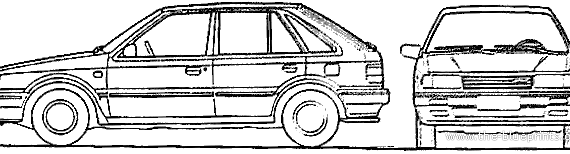 Mazda 323 5-Door (1988) - Мазда - чертежи, габариты, рисунки автомобиля