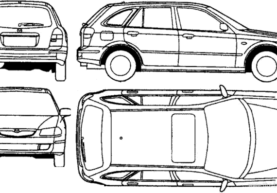 Mazda 323 F (2000) - Мазда - чертежи, габариты, рисунки автомобиля