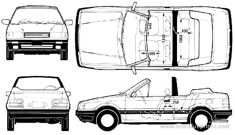 Mazda 323 Familia Cabriolet (1986) - Мазда - чертежи, габариты, рисунки автомобиля