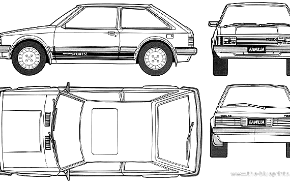 Mazda 323 Familia XG 3-Door (1980) - Мазда - чертежи, габариты, рисунки автомобиля