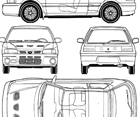 Mazda 323 GTR - Мазда - чертежи, габариты, рисунки автомобиля