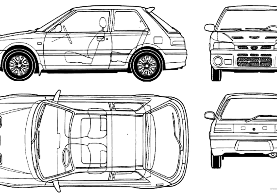 Mazda 323 GTR (1992) - Мазда - чертежи, габариты, рисунки автомобиля