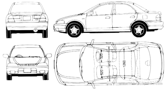 Mazda 323 Lantis (1997) - Мазда - чертежи, габариты, рисунки автомобиля