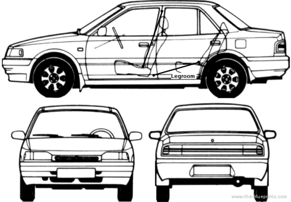 Mazda 323 Protege (1995) - Мазда - чертежи, габариты, рисунки автомобиля