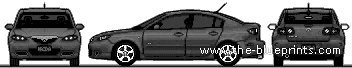 Mazda 3 (2006) - Мазда - чертежи, габариты, рисунки автомобиля