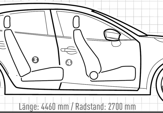 Mazda 3 Mk.III (2013) - Мазда - чертежи, габариты, рисунки автомобиля
