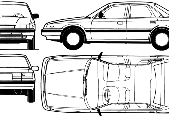 Mazda 626 (1987) - Мазда - чертежи, габариты, рисунки автомобиля