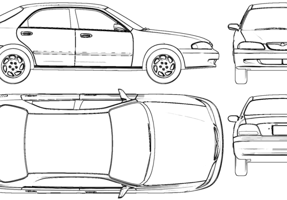 Mazda 626 (1992) - Мазда - чертежи, габариты, рисунки автомобиля