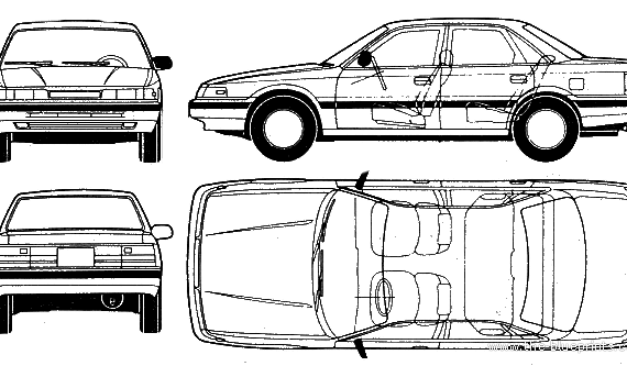 Mazda 626 4-Door - Мазда - чертежи, габариты, рисунки автомобиля