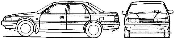 Mazda 626 4-Door (1987) - Мазда - чертежи, габариты, рисунки автомобиля