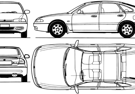 Mazda 626 5-Door (1991) - Мазда - чертежи, габариты, рисунки автомобиля