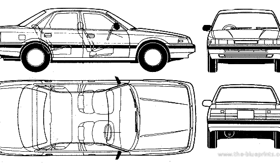 Mazda 626 Capella (1984) - Мазда - чертежи, габариты, рисунки автомобиля