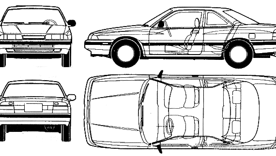 Mazda 626 Coupe - Мазда - чертежи, габариты, рисунки автомобиля