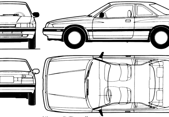 Mazda 626 Coupe (1987) - Мазда - чертежи, габариты, рисунки автомобиля