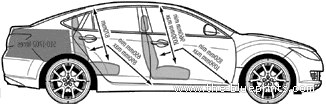 Mazda 6 1.8TS 5-Door (2008) - Мазда - чертежи, габариты, рисунки автомобиля