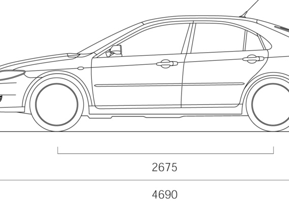 Mazda 6 5-Door (2007) - Мазда - чертежи, габариты, рисунки автомобиля