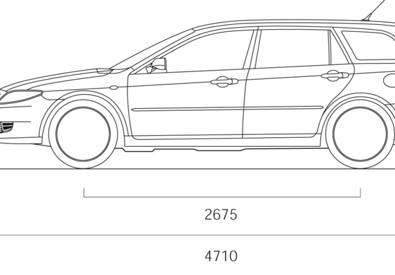 Mazda 6 Estate (2007) - Мазда - чертежи, габариты, рисунки автомобиля