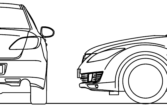 Mazda 6 SII 4-Door (2008) - Мазда - чертежи, габариты, рисунки автомобиля