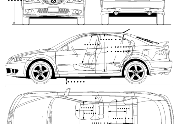Mazda 6 Sport - Мазда - чертежи, габариты, рисунки автомобиля
