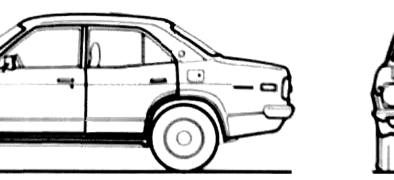 Mazda 818 4-Door (1977) - Мазда - чертежи, габариты, рисунки автомобиля