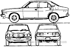 Mazda 929 4-Door (1977) - Мазда - чертежи, габариты, рисунки автомобиля