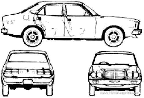 Mazda 929 4-Door Sedan (1977) - Мазда - чертежи, габариты, рисунки автомобиля