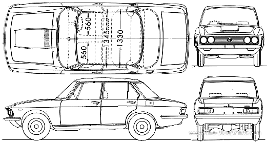 Mazda 929 Luce 1800 (1972) - Мазда - чертежи, габариты, рисунки автомобиля