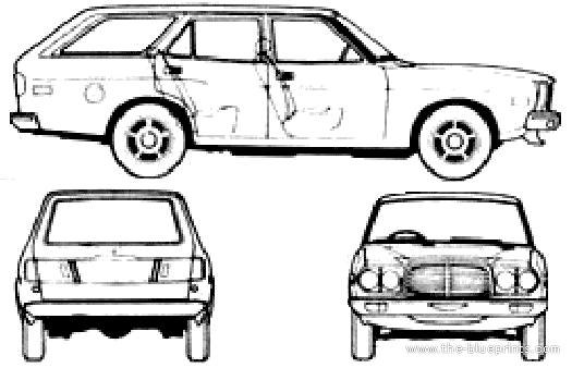 Mazda 929 Station Wagon (1977) - Мазда - чертежи, габариты, рисунки автомобиля