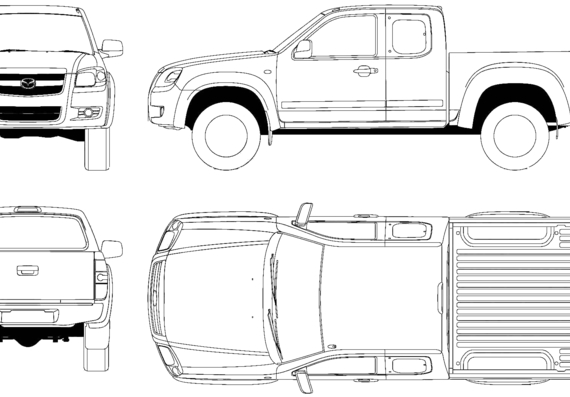 Mazda BT-50 Crew Cab 4x4 (2006) - Мазда - чертежи, габариты, рисунки автомобиля