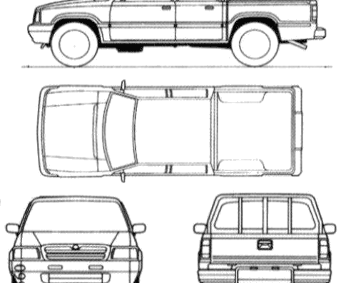 Mazda B i Double Cab (2000) - Мазда - чертежи, габариты, рисунки автомобиля