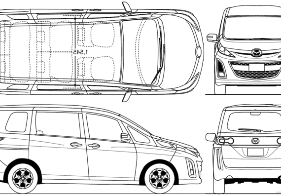 Mazda Biante (2008) - Мазда - чертежи, габариты, рисунки автомобиля