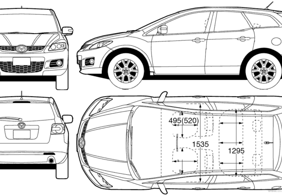 Mazda CX7 (2007) - Мазда - чертежи, габариты, рисунки автомобиля