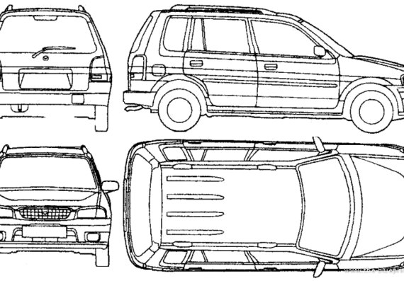 Mazda Demio (2001) - Мазда - чертежи, габариты, рисунки автомобиля