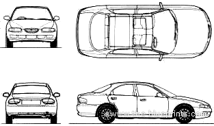 Mazda Eunos 500 (1992) - Мазда - чертежи, габариты, рисунки автомобиля