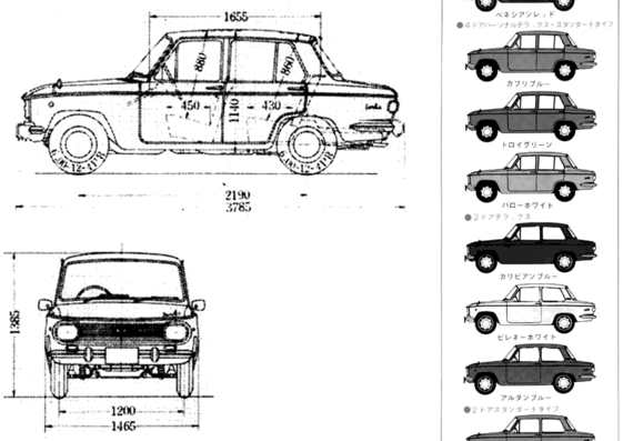 Mazda Familia 1000 - Мазда - чертежи, габариты, рисунки автомобиля