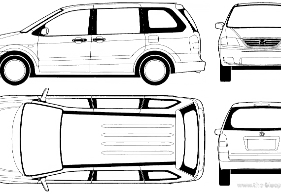Mazda MPV (2003) - Мазда - чертежи, габариты, рисунки автомобиля