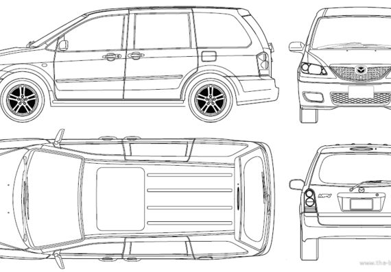 Mazda MPV (2005) - Мазда - чертежи, габариты, рисунки автомобиля