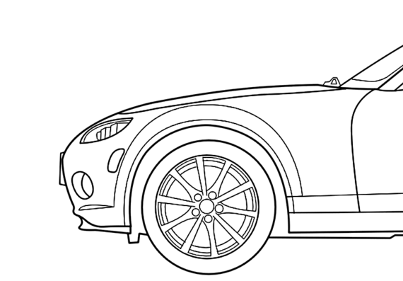 Mazda MX-5 side and front view - Мазда - чертежи, габариты, рисунки автомобиля