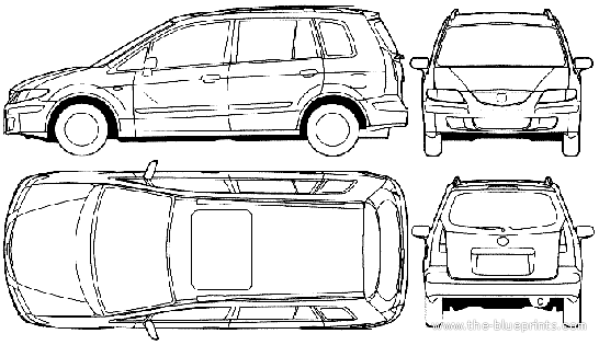 Mazda Premacy (2003) - Мазда - чертежи, габариты, рисунки автомобиля
