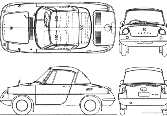 Mazda R360 Coupe (1962) - Мазда - чертежи, габариты, рисунки автомобиля