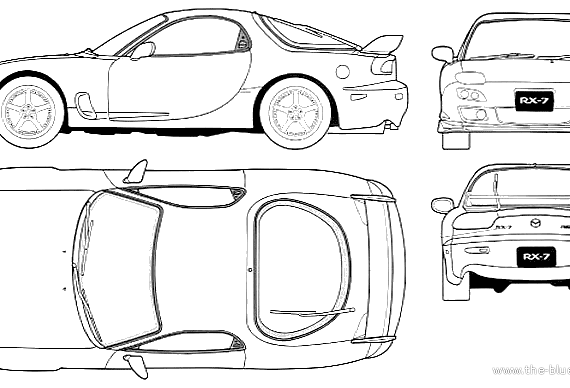 Mazda RX-7 (1998) - Мазда - чертежи, габариты, рисунки автомобиля