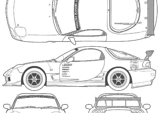 Mazda RX-7 C West - Мазда - чертежи, габариты, рисунки автомобиля
