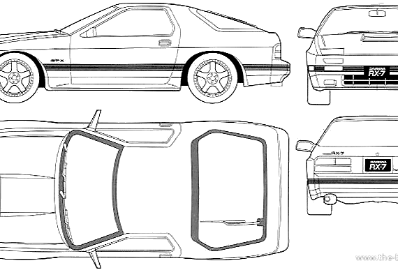 Mazda RX-7 Savanna (1985) - Мазда - чертежи, габариты, рисунки автомобиля
