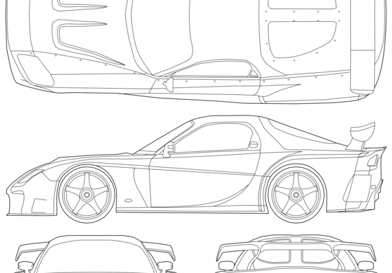 Mazda RX-7 VeilSide Fortune - The fast and the furious - Мазда - чертежи, габариты, рисунки автомобиля