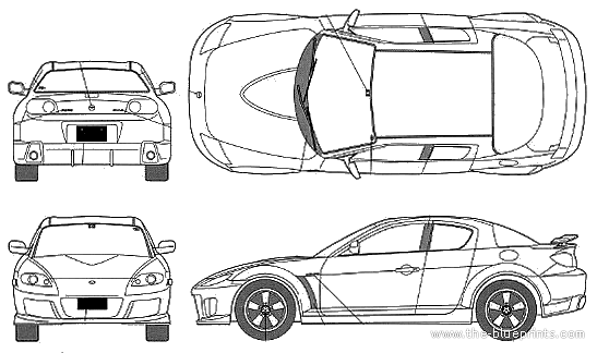 Mazda RX-8 MAZDASpeed Version II - Мазда - чертежи, габариты, рисунки автомобиля