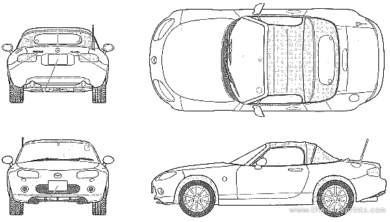 Mazda Roadster MX-5 - Мазда - чертежи, габариты, рисунки автомобиля