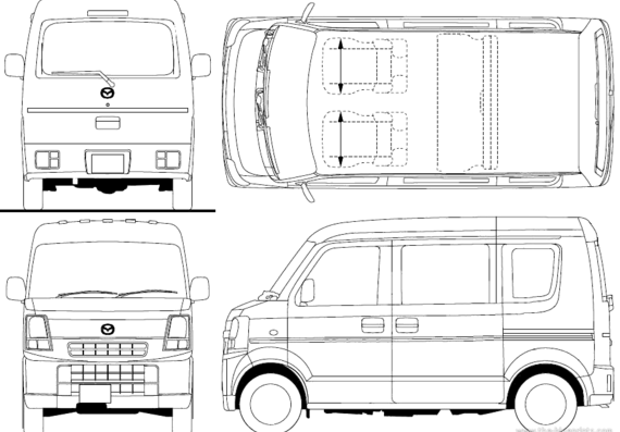 Mazda Scrum Wagon (2010) - Мазда - чертежи, габариты, рисунки автомобиля
