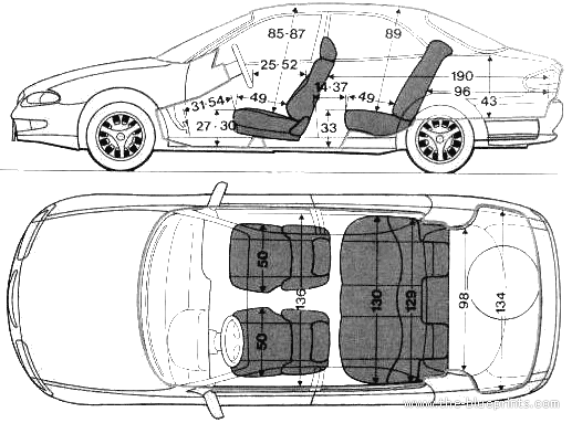Mazda Xedos 6 (1992) - Мазда - чертежи, габариты, рисунки автомобиля