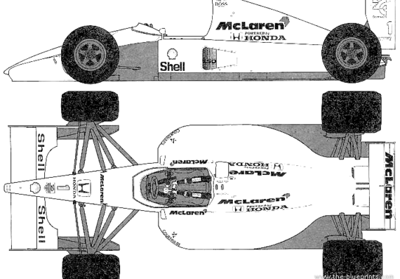 McLaren-Honda MP4-6 F1 (1991) - МакЛарен - чертежи, габариты, рисунки автомобиля