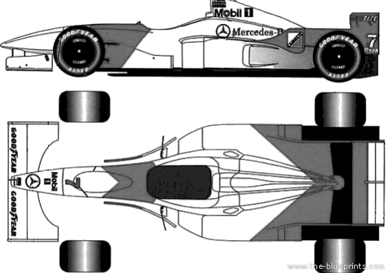 McLaren-Merceds MP4-11B F1 GP (1996) - МакЛарен - чертежи, габариты, рисунки автомобиля